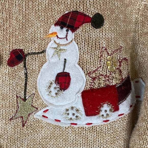 Women's Medium Tiara International Christmas Collection Sweater Snowman Cardigan - Picture 6 of 11
